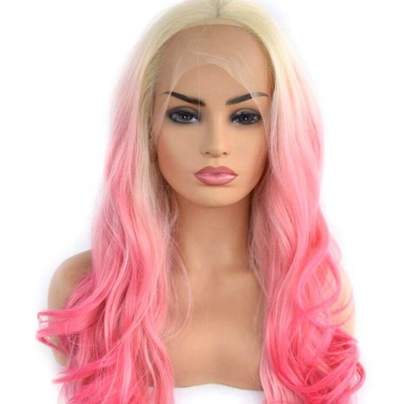 ♥️ 24” HOT PINK OMBRÉ CURLY  LACE  FRONT WIG *NEW*